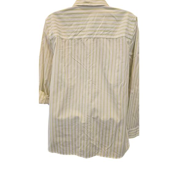 Chicos 1 (M) no iron business casual roll tab sleeve button up EUC career top + - Picture 3 of 7